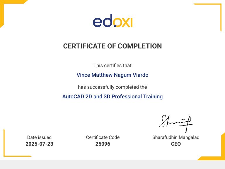 AutoCAD 2D and 3D Certification Course.